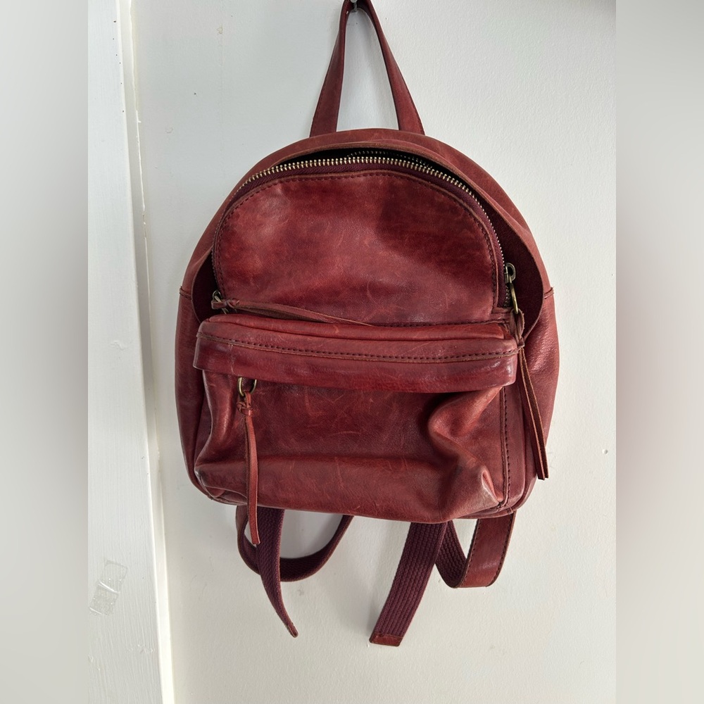 Madewell Backpack Mini Lorimer  saddle Leather Red burgundy bag
